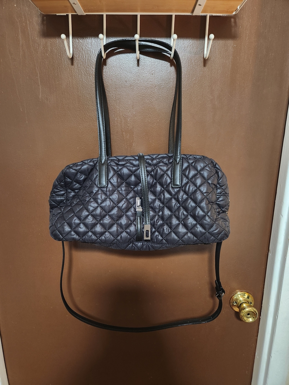 MZ Wallace Black Quilted Shoulder Bag with Detachable Strap